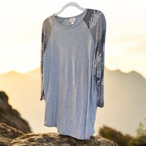 LulaRoe Gray and Patterned Long Sleeve Top size 3X